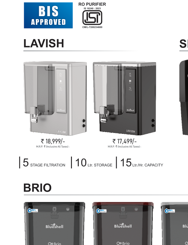 Lavish Series BIS Approved RO Purifier